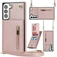 thumbnail image 1 of Dteck Crossbody Wallet Case for Samsung Galaxy S22 Plus Credit Card Holder PU Leather Kickstand Shockproof Detachable Cross Body Strap Lanyard Magnetic Closure, Rosegold, 1 of 10