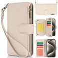 thumbnail image 1 of Dteck Crossbody Wallet Case for Samsung Galaxy S22 Plus RFID Blocking 7-Card Holder Soft PU Leather Magnetic Closure Shoulder Strap Zipper Pocket Phone Case Fit for Samsung Galaxy S22 Plus,White, 1 of 9