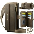 thumbnail image 1 of Dteck Crossbody Wallet Case for Samsung Galaxy S23 RFID Blocking 9-Card Holder Matte PU Leather Magnetic Snap Shoulder Strap Zipper Pocket Phone Case Fit for Samsung Galaxy S23,Coffee, 1 of 9
