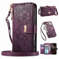 thumbnail image 1 of Dteck Crossbody Wallet Case for Samsung Galaxy S24 Ultra with Card Holder, Soft Embossing PU Leather Magnetic Closure Strap Zipper Pocket Phone Case Fit for Samsung Galaxy S24 Ultra,Purple, 1 of 7