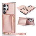 thumbnail image 1 of Dteck Crossbody Wallet Case for Samsung Galaxy S24 Ultra, Magnetic Flip Folio Purse Case for Samsung S24 Ultra, PU Leather Zipper Handbag with Detachable Lanyard Strap,Rosegold, 1 of 5