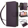 thumbnail image 1 of Dteck Crossbody Wallet Case for Samsung Galaxy S24 Ultra, Soft PU Leather with 9-Card Slots Holder Kickstand, Handbag Zipper Flip Cover with Wrist Strap for Men Women,Dark Purple, 1 of 6