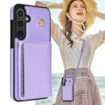 thumbnail image 1 of Dteck Crossbody Wallet Case for Samsung Galaxy S25, PU Leather Handbag Purse Flip Cover,Kickstand Folio Case with 5-Card Slots Holder Shoulder Strap 6.2 Inch,Purple, 1 of 6