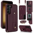 thumbnail image 1 of Dteck Crossbody Wallet Case for Samsung Galaxy S24 Plus / S24+, RFID Blocking PU Leather Flip Card Holder Phone Case for Wmen Men, Winered, 1 of 8