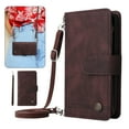 thumbnail image 1 of Dteck Crossbody Wallet Case for iPhone 15,Magnetic Leather Card Slots Zipper Wallet Kickstand Heavy Duty Lanyard Strap/Shoulder Strap Cover,Brown, 1 of 10