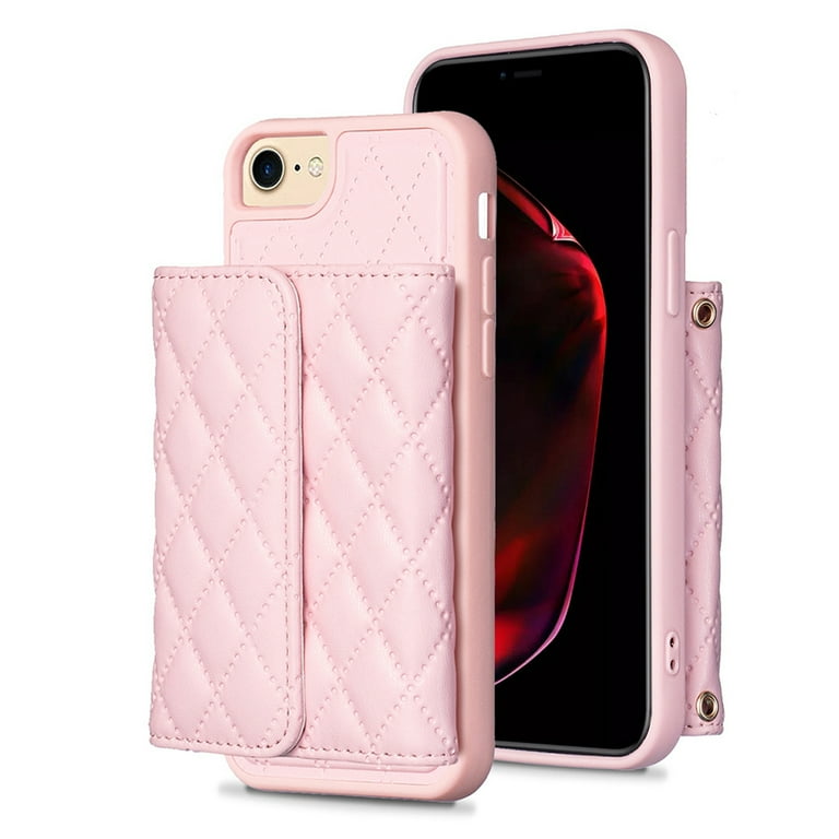 Dteck Crossbody Wallet Case for iPhone 8 iPhone 7 iPhone SE 2022 2020 4.7 inch Soft PU Leather Card Holder Magnetic Flip Folio Purse Case Pink