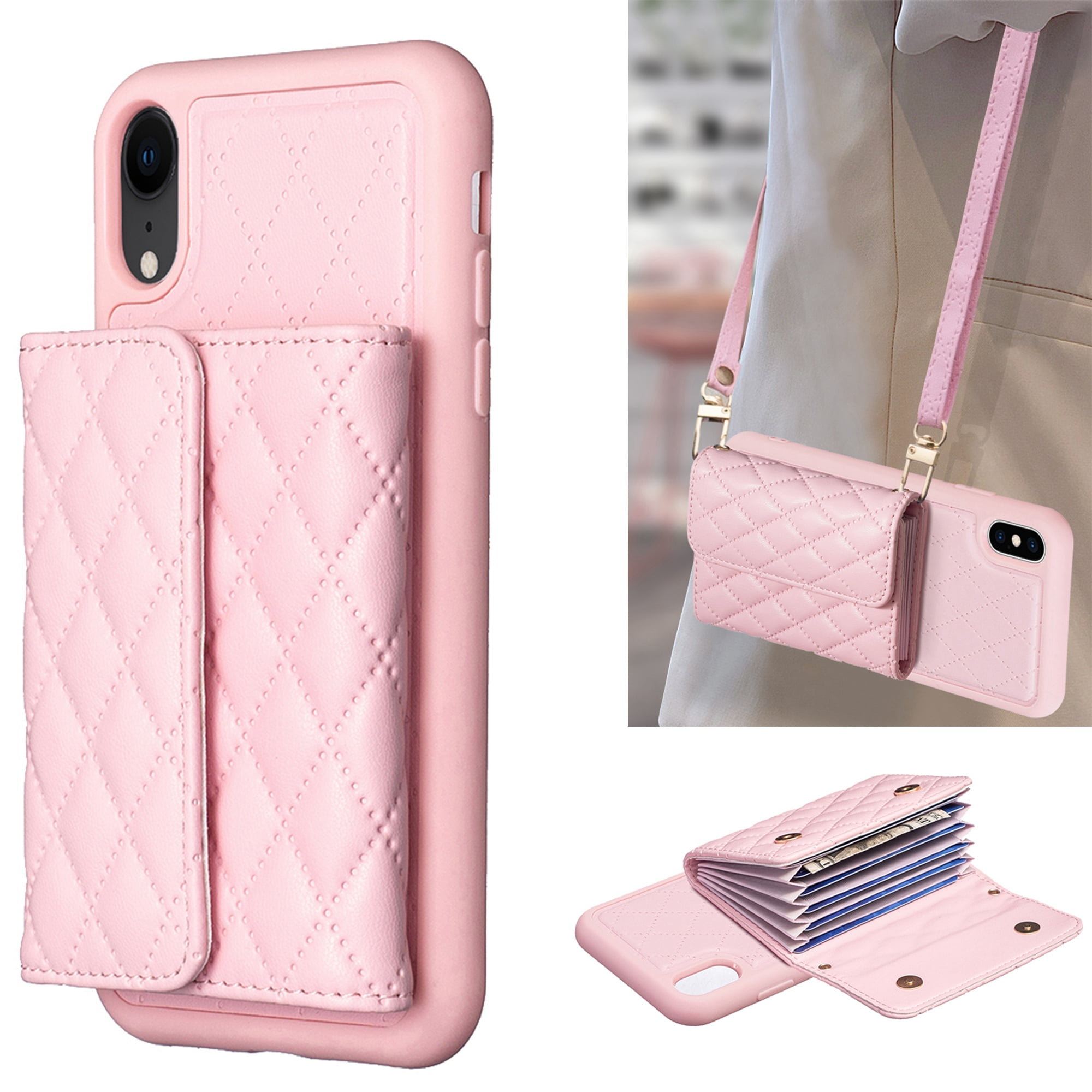 Dteck Crossbody Wallet Case for iPhone XS iPhone X Soft PU Leather Card Holder Magnetic Flip Folio Purse Case Light Purple Walmart