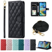 Dteck Crossbody Wallet Case for iPhone 11, PU Leather Phone Case with Card Holder Kickstand & Wrist Strapp Cover Magnetic Closure Flip Handbag Purse Shell for Women,Black