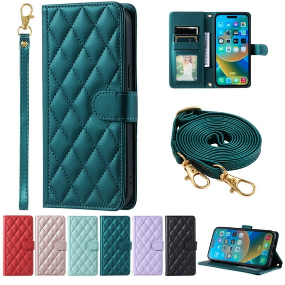 Dteck Crossbody Wallet Case for iPhone 11, PU Leather Phone Case with Card Holder Kickstand & Wrist Strapp Cover Magnetic Closure Flip Handbag Purse Shell for Women,Green