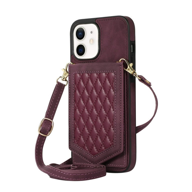 Dteck Crossbody Wallet Case for iPhone 11 with RFID Blocking Card Holder Built in Make Up Mirror for Women Girl Shockproof Purse Cover with Removable Shoulder Strap 6.1 Inch Red Walmart