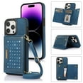 thumbnail image 1 of Dteck Crossbody Wallet Case for iPhone 13 Pro Max with RFID Blocking Card Slot Holder,Magnetic Flip Folio Purse Case,PU Leather with Bling Diamond Design Hangbag with Detachable Lanyard Strap,Blue, 1 of 8
