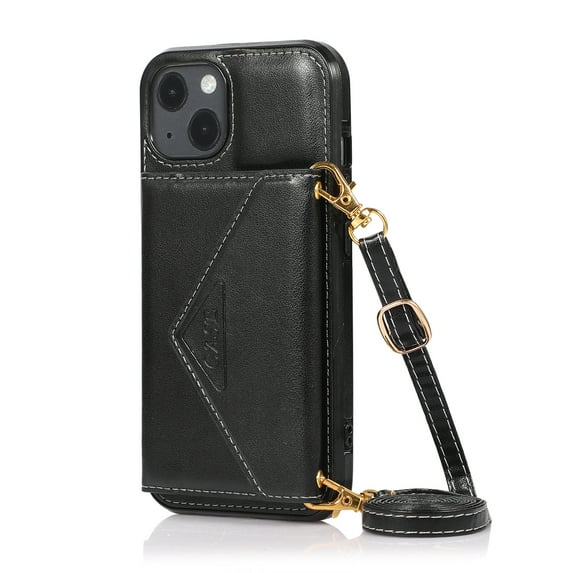 Dteck Crossbody Wallet Case for iPhone 14 with Card Slot Holder, Magnetic Flip Folio Purse Case, PU Leather Handbag with Detachable Lanyard Strap for iPhone 14 6.1 Inch,
Black