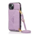 thumbnail image 1 of Dteck Crossbody Wallet Case for iPhone 14 with Card Slot Holder, Magnetic Flip Folio Purse Case, PU Leather Handbag with Detachable Lanyard Strap for iPhone 14 6.1 Inch,
Purple, 1 of 5