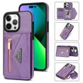 thumbnail image 1 of Dteck Crossbody Wallet Case for iPhone 14 Pro 6.1 inch,Card Holder Phone Case with Magnetic Closure PU Leather Zipper Lanyard Strap Purse Kickstand Flip Cover Protective Case for Women Girl,Purple, 1 of 8