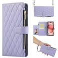 thumbnail image 1 of Dteck Crossbody Wallet Case for iPhone 14 Pro, 6-Card Holder Elegant Soft PU Leather Magnetic Buckle Shoulder Strap Zipper Pocket Handbag Purse Phone Case,Light Purple, 1 of 7