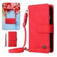 thumbnail image 1 of Dteck Crossbody Wallet Case for iPhone 15 Pro Max,Magnetic Leather Card Slots Zipper Wallet Kickstand Heavy Duty Lanyard Strap/Shoulder Strap Cover,Red, 1 of 10