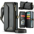 thumbnail image 1 of Dteck Crossbody Wallet Case for iPhone 16 Plus RFID Blocking 10-Card Holder Soft PU Leather Magnetic Snap Shoulder Strap Zipper Pocket Phone Case Fit for iPhone 16 Plus,Black, 1 of 8