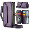 thumbnail image 1 of Dteck Crossbody Wallet Case for iPhone 16 Pro Max RFID Blocking 10-Card Holder Soft PU Leather Magnetic Snap Shoulder Strap Zipper Pocket Phone Case Fit for iPhone 16 Pro Max,Purple, 1 of 8