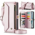 thumbnail image 1 of Dteck Crossbody Wallet Case for iPhone 16 Pro Max RFID Blocking 10-Card Holder Soft PU Leather Magnetic Snap Shoulder Strap Zipper Pocket Phone Case Fit for iPhone 16 Pro Max,Pink, 1 of 8