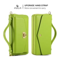 Dteck Crossbody Wallet Case for iPhone 17 (2025), Magnetic Detachable Floral PU Leather Phone Case with RFID Blocking Card Holder Wristlet Mirror Flip Zipper Shoulder Purse Bag for Women, Green