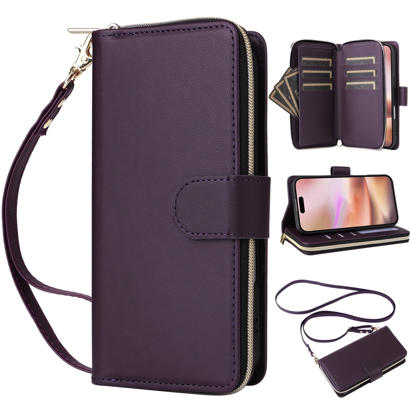 Dteck Crossbody Wallet Case for iPhone 17 Pro Max, Soft PU Leather
