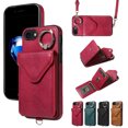 thumbnail image 1 of Dteck Crossbody Wallet Case for iPhone SE 2022/SE 2020/7/8 with Card Holder, PU Leather Case with Shoulder Strap, Purse Shockproof Flip Cover for iPhone 8/7/SE3/SE2 4.7 Inch,Red, 1 of 10
