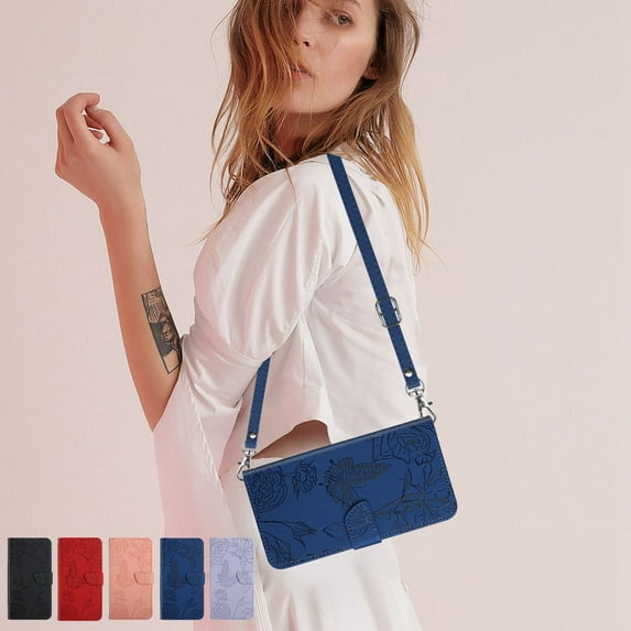 Dteck Crossbody Wallet Handbag for Samsung Galaxy A53 5G Case, PU Leather Butterfly Embossed Magnetic Folio Flip Stand Cover with Shoulder Strap Lanyard Wristlet for Samsung Galaxy A53 5G,
Blue