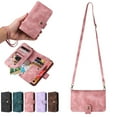 thumbnail image 1 of Dteck Crossbody Wallet Magnetic Phone Case for Samsung Galaxy S22, Premium PU Leather Handbag Zipper Pocket with Lanyard Shoulder Strap Wristlet Folio Flip Case for Samsung Galaxy S22,Pink, 1 of 9