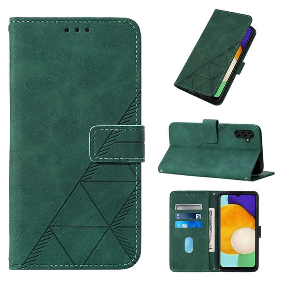 Dteck Crossbody Wallet Phone Case for Samsung Galaxy A13 5G 6.5 inch,Premium Embossed PU Leather Magnetic Folio Flip Stand ID Credit Card Slots Shockproof Protective Cover,Darkgreen