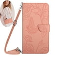 thumbnail image 1 of Dteck Crossbody Wallet Phone Case for iPhone 15 Pro Max,PU Leather Butterfly Embossed Magnetic Folio Flip Stand Cover with Shoulder Strap Lanyard Wristlet for iPhone 15 Pro Max,Pink, 1 of 7