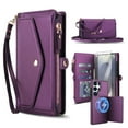 thumbnail image 1 of Dteck Crossbody Wallet for Samsung Galaxy S21 FE with Detachable Magnetic Phone Case, Compatible with MagSafe, RFID Blocking PU Leather Phone Case Flip Cover Wrist Strap Zipper Card Slots,Purple, 1 of 8