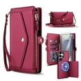 thumbnail image 1 of Dteck Crossbody Wallet for Samsung Galaxy S25 with Detachable Magnetic Phone Case, Compatible with MagSafe, RFID Blocking PU Leather Phone Case Flip Cover Wrist Strap Zipper Card Holder Slots,Red, 1 of 8