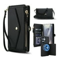 thumbnail image 1 of Dteck Crossbody Wallet for Samsung Galaxy S25 Ultra with Detachable Magnetic Phone Case, Compatible with MagSafe, RFID Blocking PU Leather Phone Case Flip Cover Wrist Strap Zipper Card Slots,Black, 1 of 8