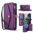thumbnail image 1 of Dteck Crossbody Wallet for iPhone 14 with Detachable Magnetic Phone Case, Compatible with MagSafe, RFID Blocking PU Leather Flip Cover Wrist Strap Zipper Card Holder Slots,Purple, 1 of 8