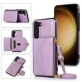 thumbnail image 1 of Dteck Crossbody Women Wallet Case for Samsung Galaxy S23 Plus with Card Holder, Magnetic Removable Shoulder Lanyard Strap Purse Phone Cover,Lightpurple, 1 of 6