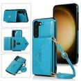 thumbnail image 1 of Dteck Crossbody Women Wallet Case for Samsung Galaxy S23 Plus with Card Holder, Magnetic Removable Shoulder Lanyard Strap Purse Phone Cover,Blue, 1 of 6