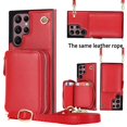 thumbnail image 1 of Dteck Crossbody Zipper Wallet Case for Samsung Galaxy S23 Ultra,Shockproof PU Leather Credit Card Slot Holder Strap Shoulder Chain Flip PU Purse Kickstand Phone Cover for Women Girls,Red, 1 of 10
