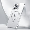 thumbnail image 1 of Dteck Crystal Clear Magnetic Case for iPhone 16 Pro,Luxury Plating Case Built-in Camera Lens Protector Compatible with MagSafe Slim Transparent Back Cover for iPhone 16 Pro,Silver, 1 of 6
