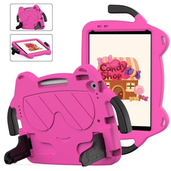 Dteck Cute Case for iPad 9th/8th/7th Generation - iPad 10.2 Case 2021/2020/2019 with Pencil Holder, Shockproof Handle Stand Kids Friendly Light Weight Case for iPad 10.2 inch 9/8/7 Generation,Rose