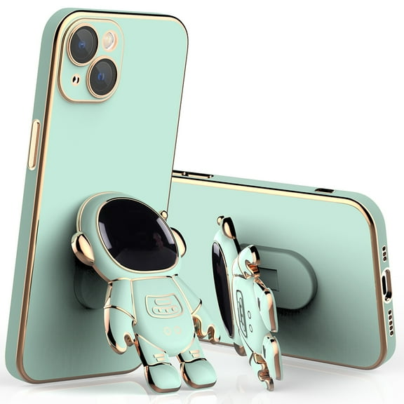 Dteck Cute Case for iPhone 11 Pro Max Ultra Slim Astronaut Hidden Stand Case Gold Plating Frame Shockproof Case with Kickstand Case Blue,For iPhone 11 Pro Max