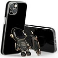 thumbnail image 1 of Dteck Cute Case for iPhone 12 Pro Ultra Slim Astronaut Hidden Stand Case Gold Plating Frame Shockproof Case with Kickstand Case Black,For iPhone 12 Pro, 1 of 6