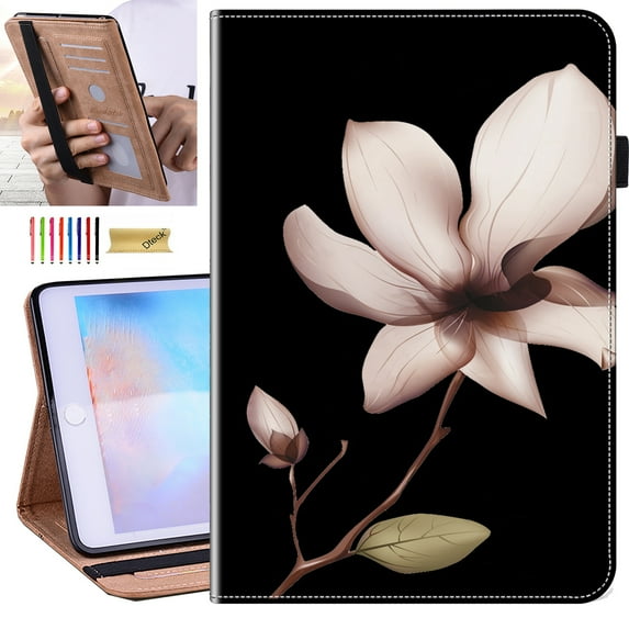 Dteck Cute Folio Case for iPad mini 2024 / Mini 6th Gen 8.3 Inch 2021 for Kids,Multi-Angle Viewing Protective Stand Auto Wake/Sleep Cover with Pencil Holder & Card Holder & Elastic Strap,Mandala