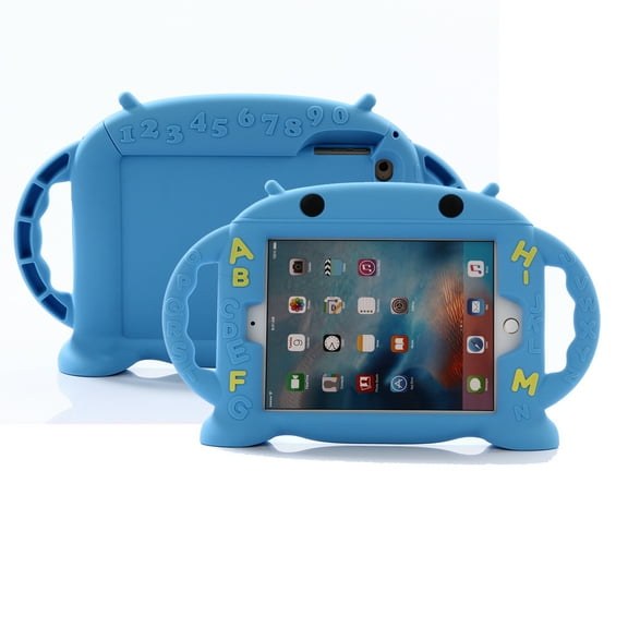 Dteck Cute Kids Case for iPad mini 6th Generation 8.3 Inch, Soft Silicone Child Proof Protective Cover with Kickstand Fun Handle,Blue