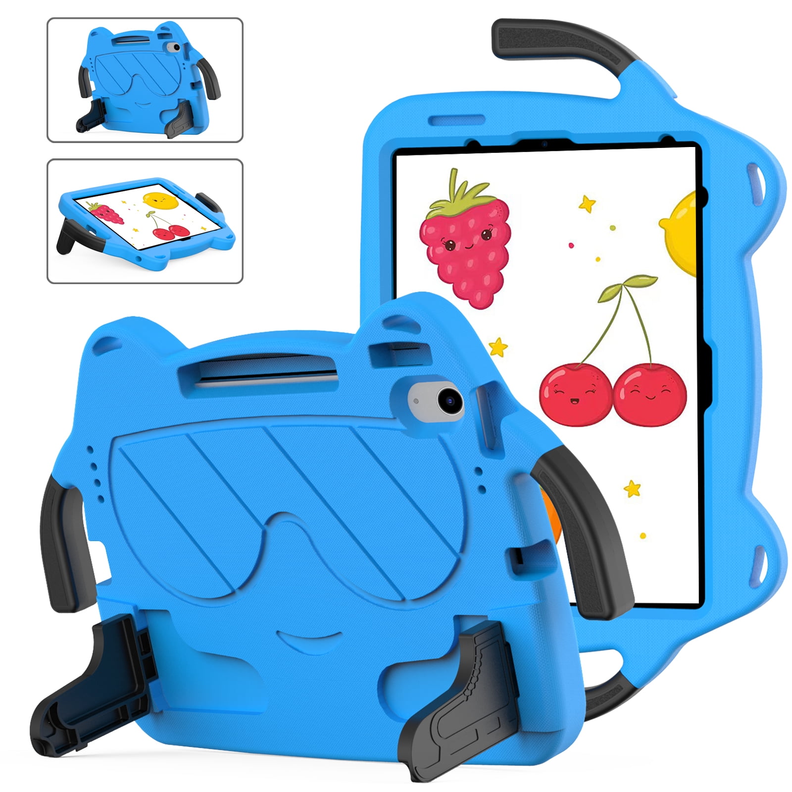 Dteck Cute Kids Case for iPad 10th Generation 10.9 Inch 2022 / iPad Air 5 / iPad Air 4 Silicone Child Proof Boys Girls Case with Built-in Pencil Holder Kickstand Handle Grip for 10.9 Inch iPad,Blue