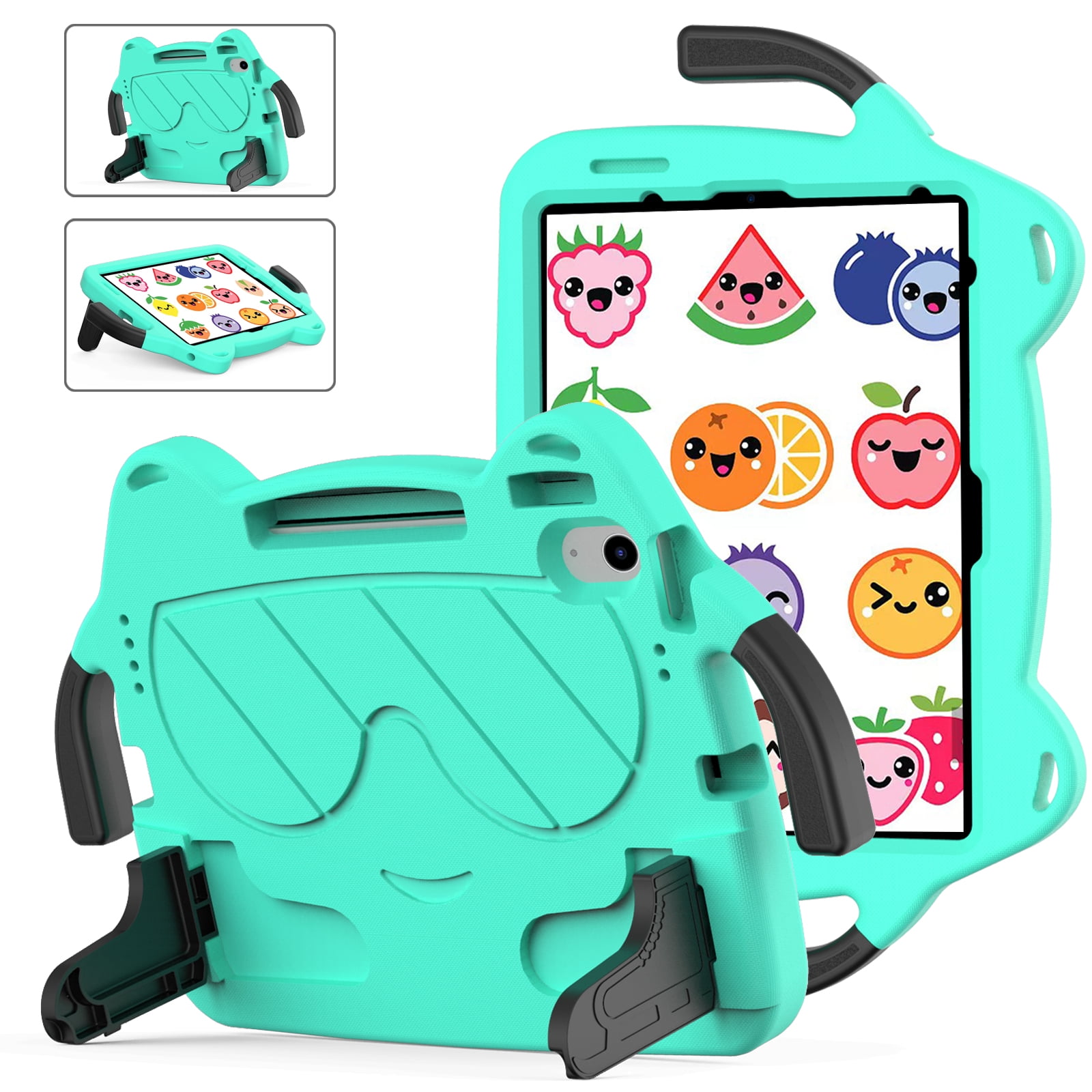 Dteck Cute Kids Case for iPad 10th Generation 10.9 Inch 2022 / iPad Air 5 / iPad Air 4 Silicone Child Proof Boys Girls Case with Built-in Pencil Holder Kickstand Handle Grip for 10.9 Inch iPad,Mint
