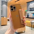 thumbnail image 1 of Dteck Designed for iPhone 13 Pro Case with Strap Luxury Love Heart Plating Gold Bumper Phone Cover Wristband Kickstand Full Body Protective Slim Case for Women for iPhone 13 Pro,Brown, 1 of 8
