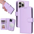 thumbnail image 1 of Dteck Detachable 2 in 1 Wallet Case for iPhone 15 Pro,Magnetic Leather Card Slots Case Shockproof Rubber Mag-Safe Cover with Wrist Strap,Purple, 1 of 11