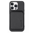 thumbnail image 1 of Dteck Detachable Back Cover for iPhone 16 Pro with Card Holder, Magnetic Wallet Pocket Carbon Fiber Texture PU Leather Slim Phone Case, Black, 1 of 12
