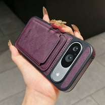 Dteck Detachable Card Holder Wallet Case for Google Pixel 8 Pro, Magnetic Leather Case Compatible with MagSafe, Premium PU Leather Slim Shockproof Protective Phone Cover,Darkpurple