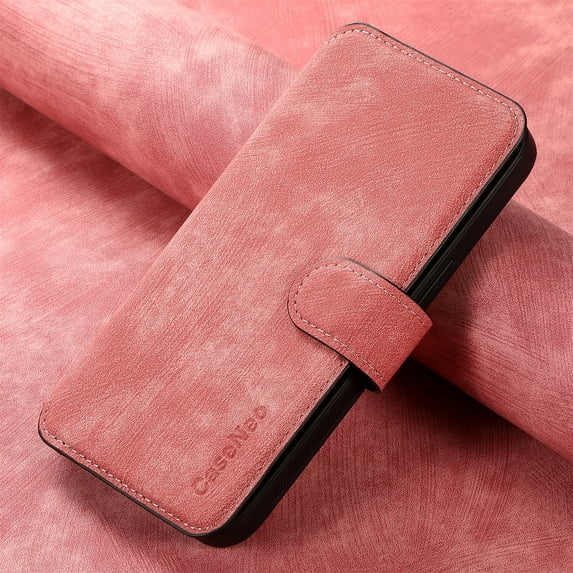 Dteck Detachable Magnetic Wallet Case for iPhone 13 Pro Max,Shockproof Leather Card Slots Wallet Case Mag-Safe Flip Removable TPU Back Cover,Pink